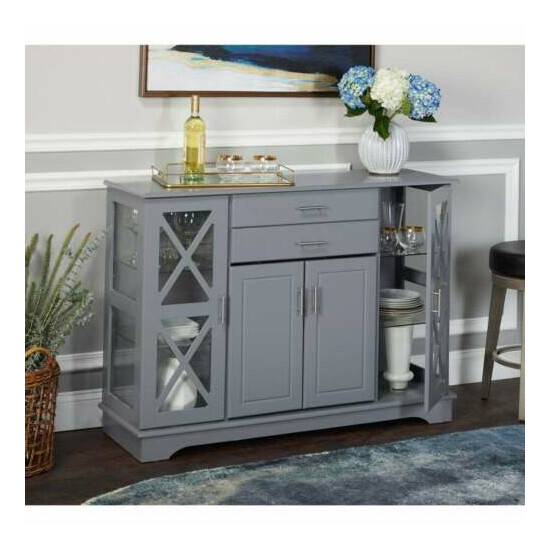 Buffet Cabinet Kitchen Dining Room Storage Organizer Sideboard Console Grey Gray image {2}