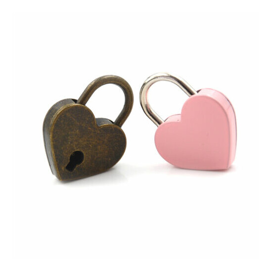 Mini Padlock Love Heart Shape Padlock Tiny Luggage Bag Case Lock With Keys&CG image {6}