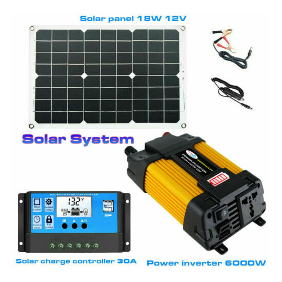6000W Solar Power Charge Control System Dual USB 30A Solar Charge Controller Set image {1}