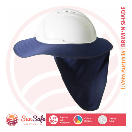 Hard Hat Helmet Brim with Flap Sun Shade UPF 50+ Brim 'N Shade UVeto Australia image {2}