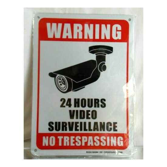 24 Hours Video Surveillance No Trespassing Metal Sign 10" x 7" (2) image {1}
