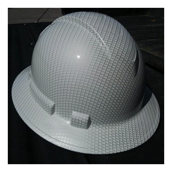 FULL BRIM Hard Hat custom hydro dipped , NEW WHITE CARBON FIBER HOT NEW HYDRO  image {2}