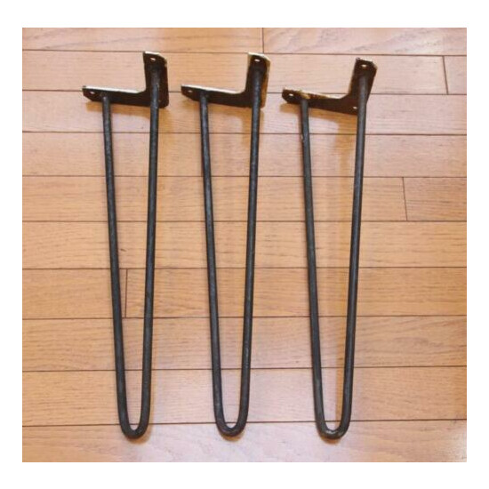 3 Mid Century Modern Wrought Iron Hairpin Table Legs Angle Mount Bracket 15 3/4 image {2}