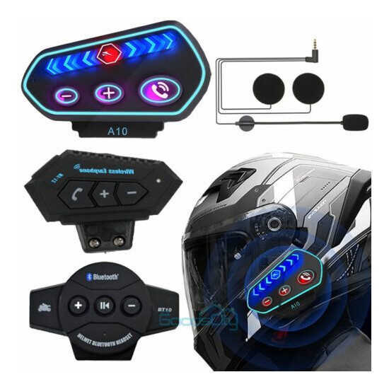Rechargeable Motorcycle Bluetooth Intercom Helmet Headset 2 Riders Speaker Call image {1}