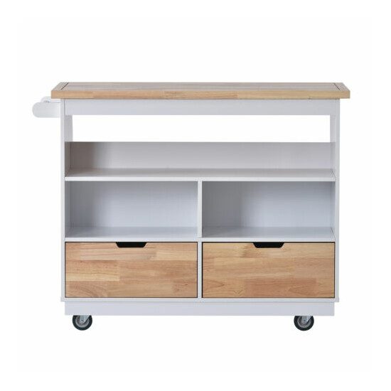 Kitchen Cart Rolling Mobile Kitchen Island Solid Wood Top Tableware Cabine image {3}