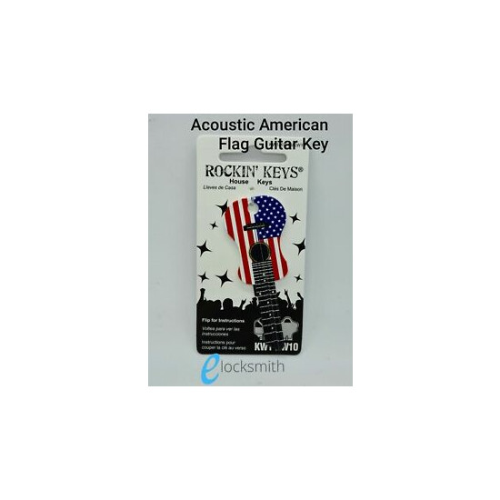 Acoustic US Flag Guitar Shaped Key Blank - Musical Collectable - Rockin Keys image {1}