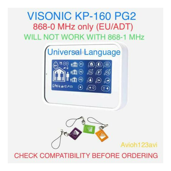 10 pcs Visonic KP-160 White Touch Screen Keypad Proximity Reader PowerMaster image {1}