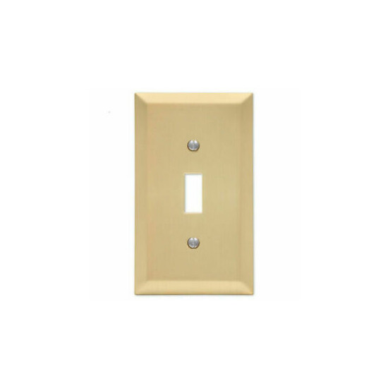 Amerelle 163TSB Century Satin Brass 1-Gang Stamped Steel Toggle Wall Plate image {1}