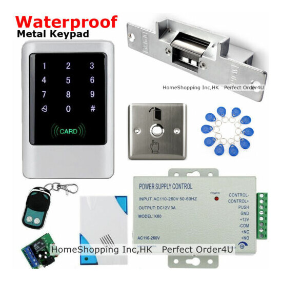 IP68 Waterproof RFID Card & Password Door Access Control+ Door Strike Lock +BELL image {1}