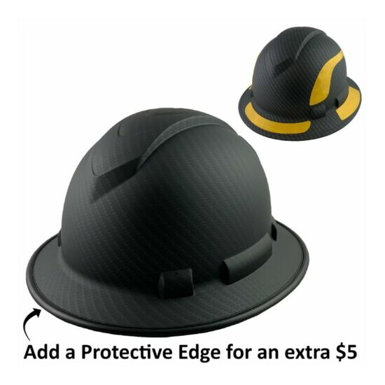 Pyramex Ridgeline Full Brim Hard Hat Matte Black with Yellow Reflective Decals Thumb {8}
