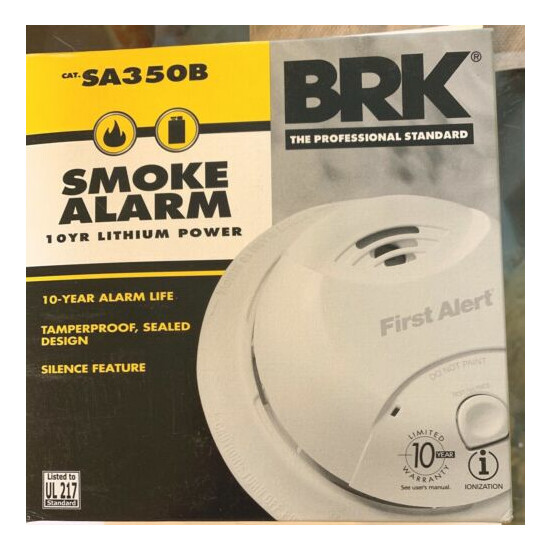 BRK First Alert Smoke Alarm - SA350B 10-Year Lithium Power Tamperproof Detector image {1}