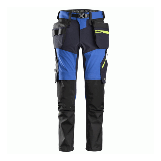 Snickers 6940 FlexiWork, Stretch Work Knee Pad Trousers - Black/Yellow image {4}