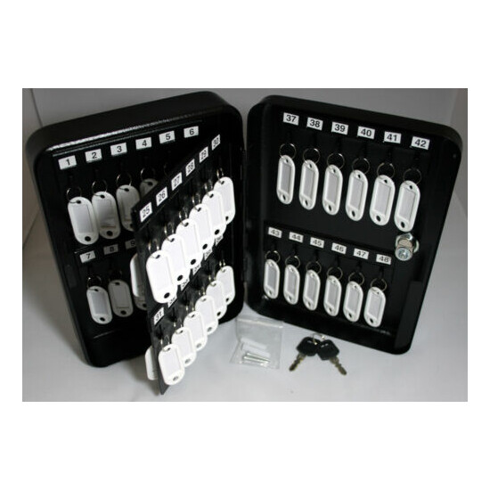 48 Keys Solid Steel BLACK Safe Tags Home Office Shop Storage Box Cabinet Case image {3}