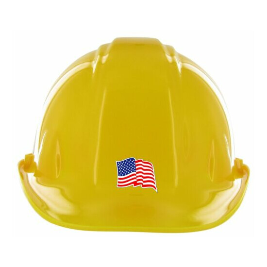(2) Waving American Flag Hard Hat Stickers | Flags Decals Helmet Motorcycle USA Thumb {3}