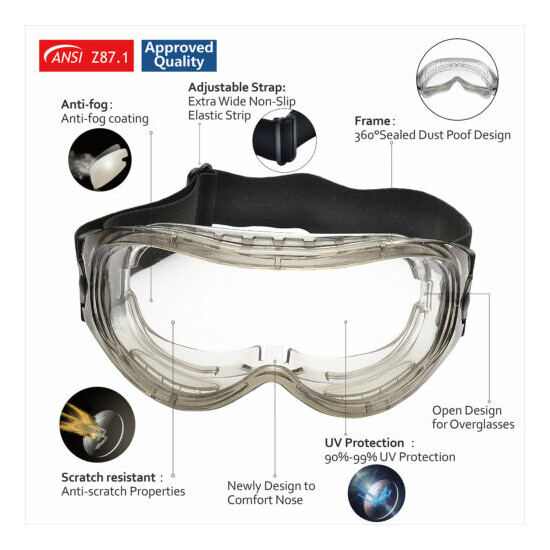 SAFEYEAR Safety Goggles Glasses Anti Fog Scratch UV Protective Over Airsoft DIY image {9}