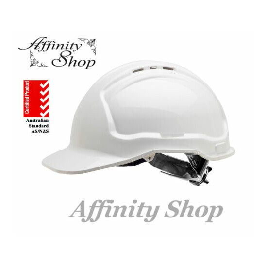 Premium White Hard Hat Vented Ratchet Mech Aussie Made Tuffguard Helmet Work Cap Thumb {1}