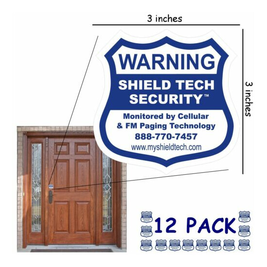12 BACK ADHESIVE DECALS FOR ALL WINDOWS - REAL OR FAKE ALARM SYSTEM STICKER PK B image {4}