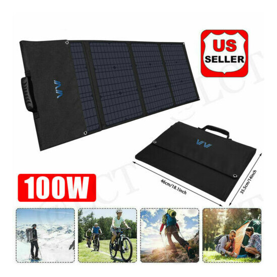 100W! Foldable Camping Solar Panel Kit Charger Portable USB Station Generator image {1}