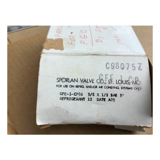 Sporlan GFE1Cp60 Thermostatic Expansion Valve, R-12, NOS image {2}