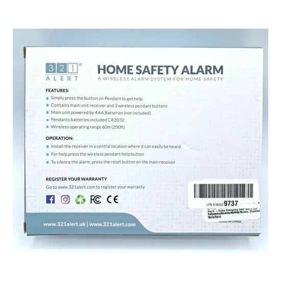 321 Alert Home Safety Alarm Wireless Caregiver Pager With 2 Call Buttons No Fees image {6}