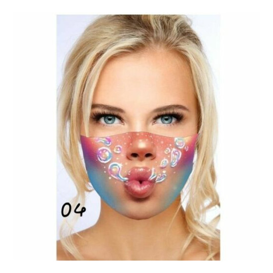 3D Printed Funny Face Mask Washable Breathable Mouth Reusable Face Covering image {5}