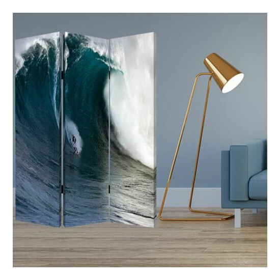 Decorative & Durable 1" x 48" x 72" Multi Color Wood Canvas Wave Screen image {2}