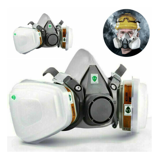 7 in 1 Half Face Gas Mask Facepiece 6200 Spray Painting Respirator Filte Cotton image {2}