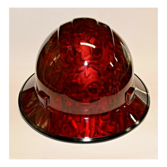 Made in the USA ERB Wide Brim Hard Hat Hydro Dipped Candy Red Snake Skulls BG image {1}