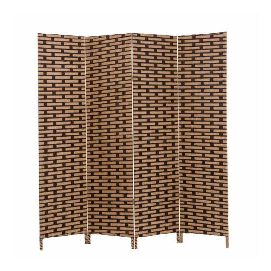 THY COLLECTIBLES Decorative Freestanding Woven Bamboo 4 Panels Hinged Privacy... image {1}