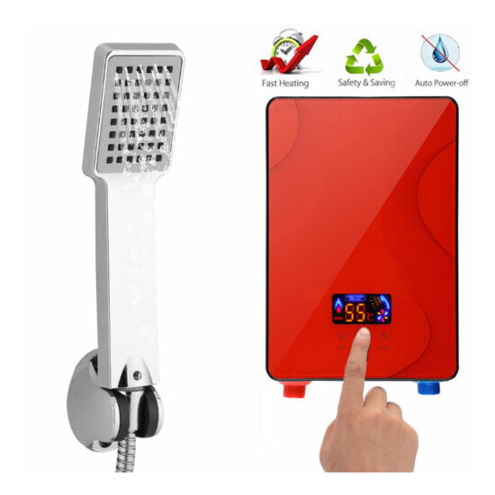 Instant Electric Tankless Hot Water Heater Set Bathroom Kitchen 220V 6500W image {1}