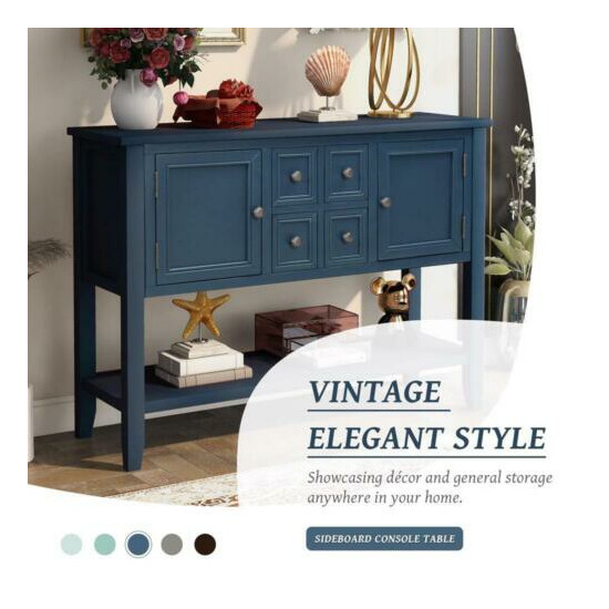 Classical Buffet Sideboard Console Table w/4 Drawers Bottom Shelf Home Furniture image {5}