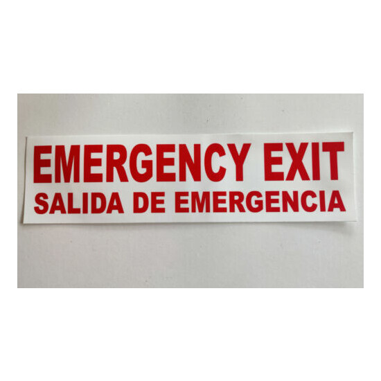Emergency Exit / Salida de Emergencia 13" x 3-1/2'' Sticker RV Bus Camper Home image {1}
