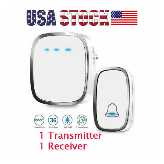 Wireless Doorbell Plug & Play Waterproof Bell Kit Transmitter & Receiver USA New image {2}