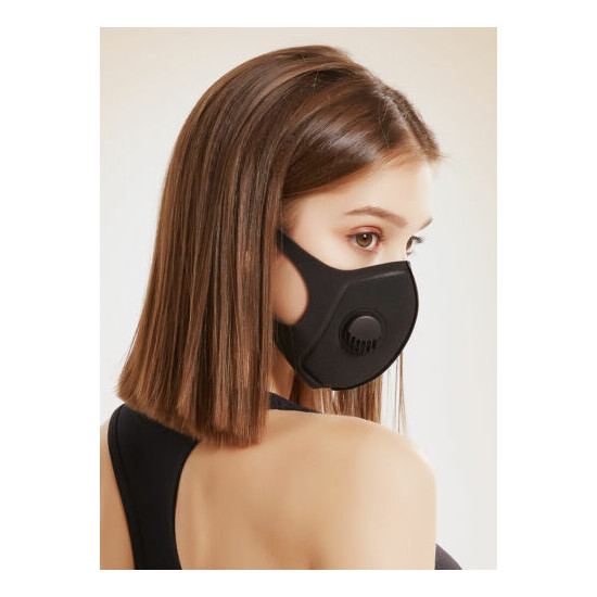 Black Reusable PM2.5 Polyurethane Face Mask with Valve Unisex AUS STOCK image {2}