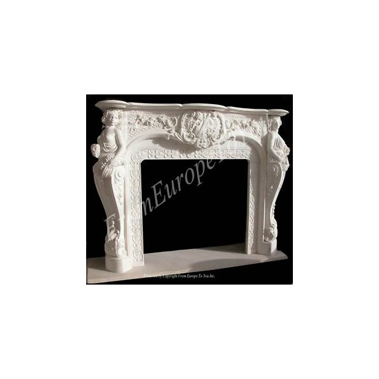 GREAT HAND CARVED MARBLE FIGURAL FIREPLACE MANTEL LST19 image {1}