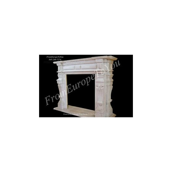 HAND CARVED MARBLE CLASSICAL FIREPLACE MANTEL TLE4A image {1}
