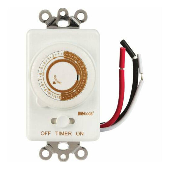 Woods 125V In-Wall 24-Hour Mechanical Timer 59745WD Woods 59745WD 078693597459 image {1}