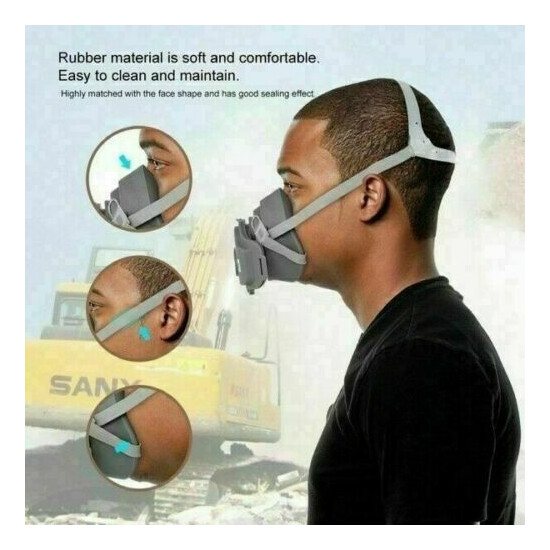 Safety Half Face Gas Mask Respirator Protect Painting Spray Facepiece + Filters image {5}