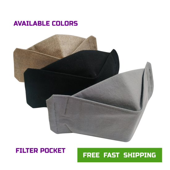 3D Face Mask Reusable Washable w/ Filter Pocket Organic Premium Cotton 3 Layers Thumb {1}