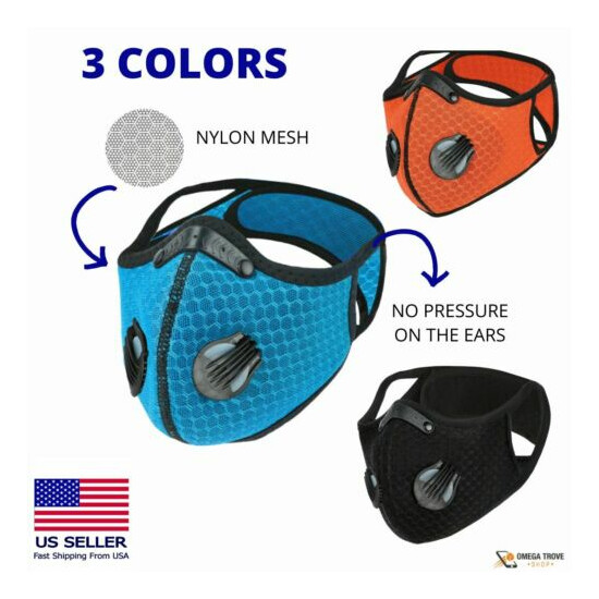 Reusable Running Sport Face Mask Dual Valve Outdoor FILTER Carbon Activated image {5}