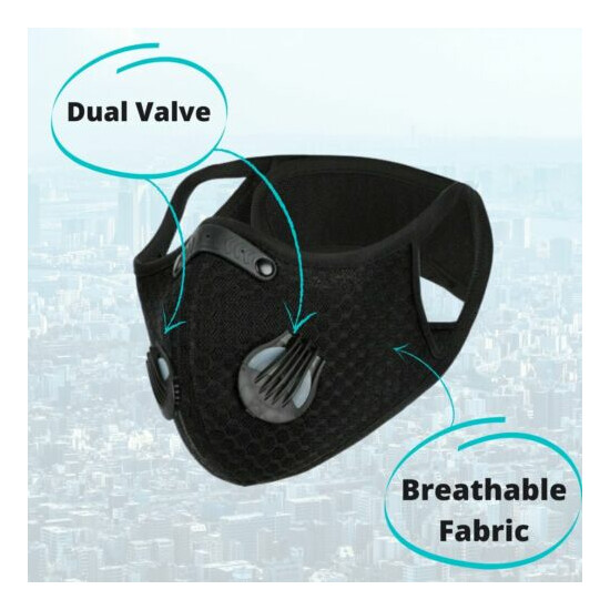 Washable Reusable Face Mask Dual Valve Air w/ FILTER HIGH QUALITY image {5}