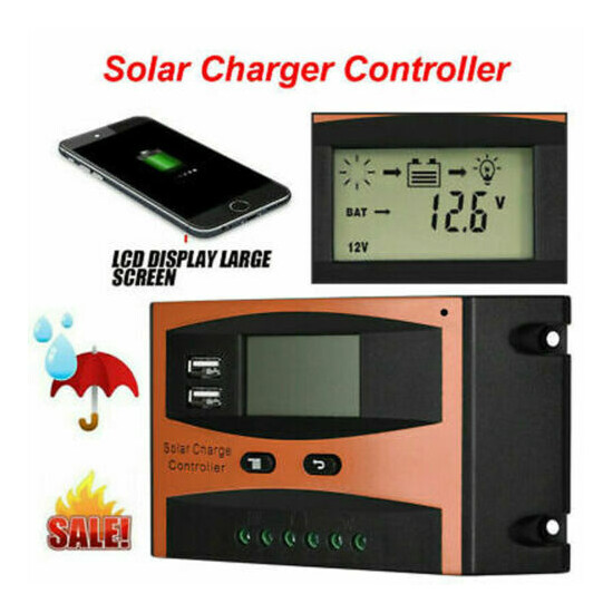 30A 50V Dual USB LCD Display Smart PWM Solar Charger Controller Waterproof image {1}