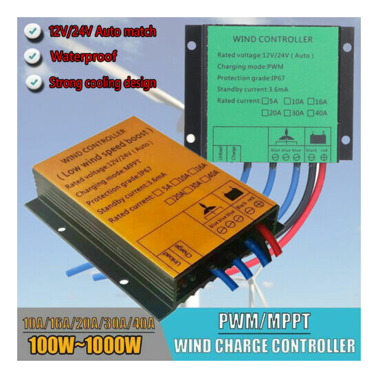 800W Wind Turbine 12/24V 48V Charge Controller MPPT PWM IP65 Boost Regulator image {1}