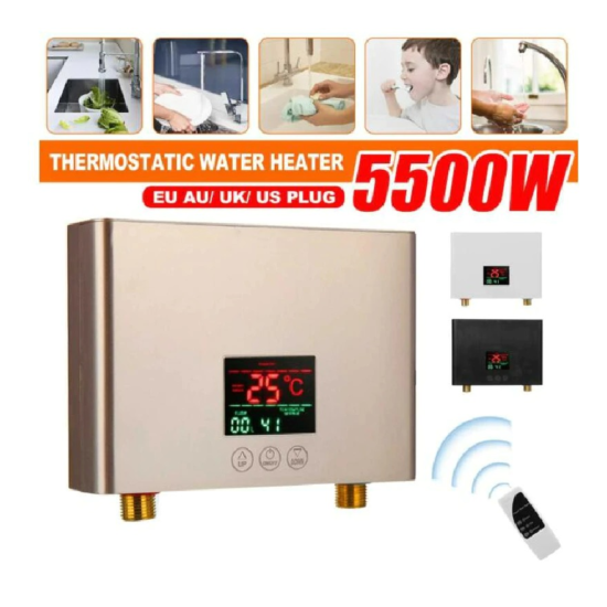 5500W Tankless Hot Water Heater Shower Instant Portable Electric Boiler Remote image {1}