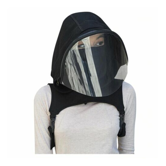 Full Protective Face Wear Clear Hooded Hat Adults Reusable Removable Face Shield image {1}