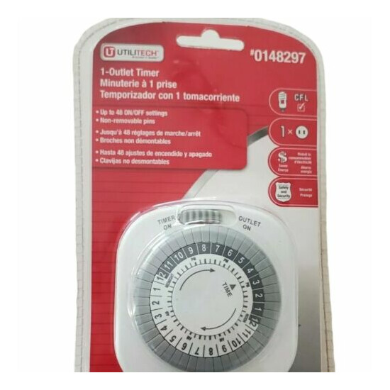 UTILITECH Outlet Timer With 48 On/Off Settings 125v-60H NEW and Sealed image {3}