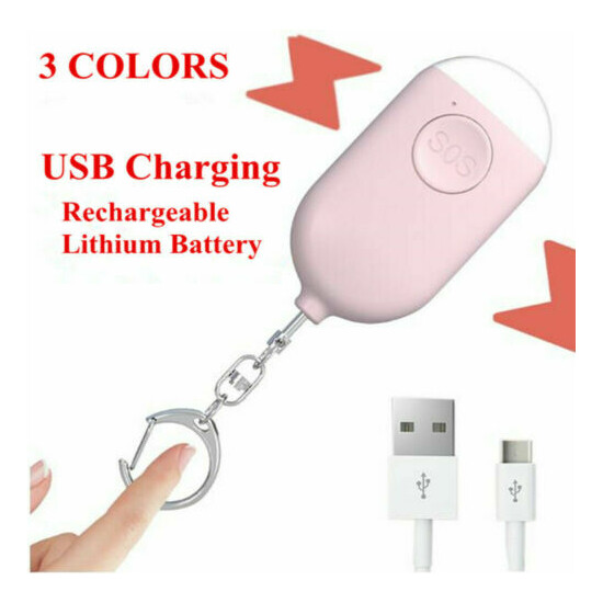 Safe Sound Personal Alarm Keychain With LED Light 130DB Emergency Outdoor image {1}