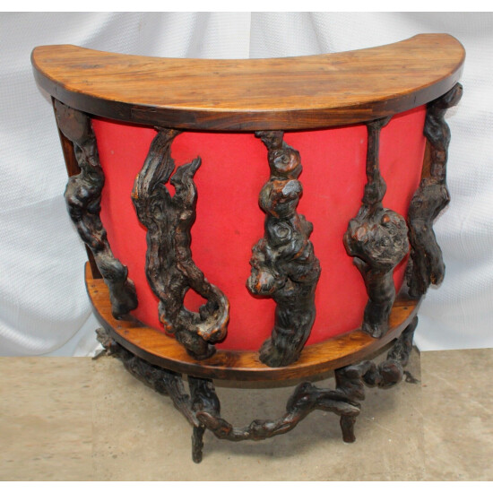 Custom-Built Imported French Burled Grapevine Demilune Bar Console image {4}