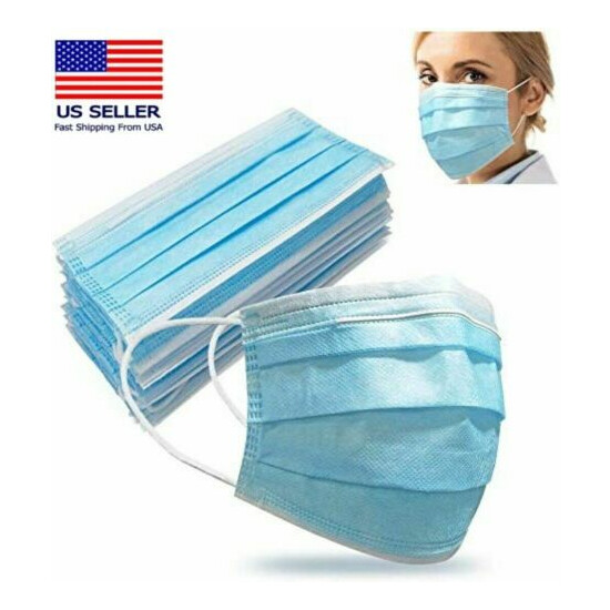 100 Pcs Blue Color Face Mask Mouth & Nose Protector Respirator Masks with Filter image {12}