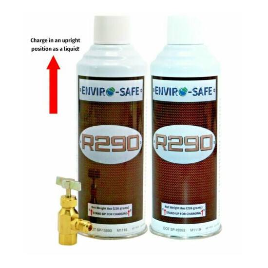 R290 Refrigerant (UPRIGHT CAN!) 2 cans & Top Tap Kit #8013, FREE SHIPPING image {1}